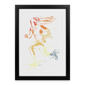 Coureuse style rétro - Affiche encadrée (27 × 37 cm) - noir - Devant