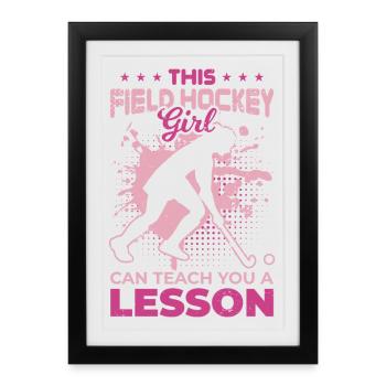 Field hockey player - Framed poster (27 × 37 cm) - black - Front