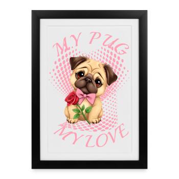 Chien carlin - Affiche encadrée (27 × 37 cm) - noir - Devant