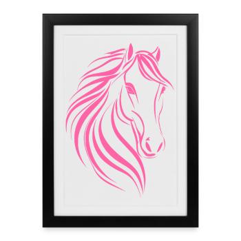 Dessin délicat de cheval - Affiche encadrée (27 × 37 cm) - noir - Devant
