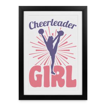 Filles pom-pom girl - Affiche encadrée (27 × 37 cm) - noir - Devant