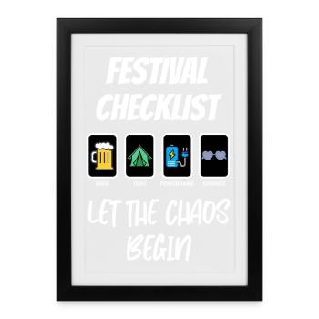 Festival Checklist – Let the Chaos Begin - Framed poster (27 × 37 cm) - black - Front