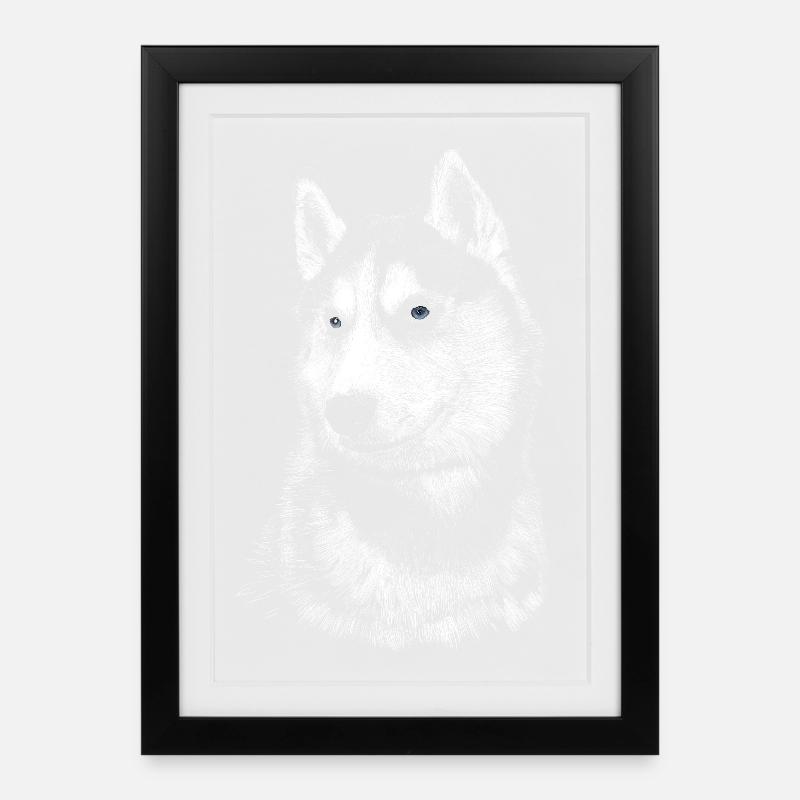 Husky - Gerahmtes Poster (27 × 37 cm) - Schwarz