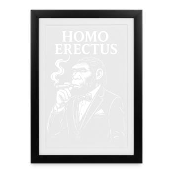 Élégante Maison Erectus fumer un cigare - Affiche encadrée (27 × 37 cm) - noir - Devant