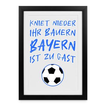 Bayerischer Fußball Spruch mit Fußball - Gerahmtes Poster (27 × 37 cm) - Schwarz - Vorne