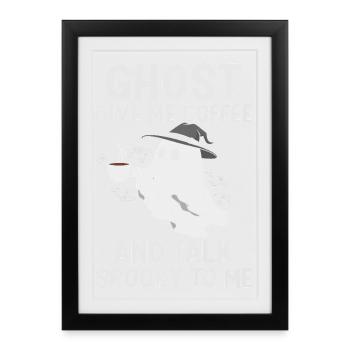 Motif humoristique et effrayant avec un café fantôme - Affiche encadrée (27 × 37 cm) - noir - Devant