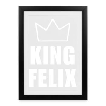 Prénom Félix avec lettre F - Chemise Couronne Roi - Affiche encadrée (27 × 37 cm) - noir - Devant