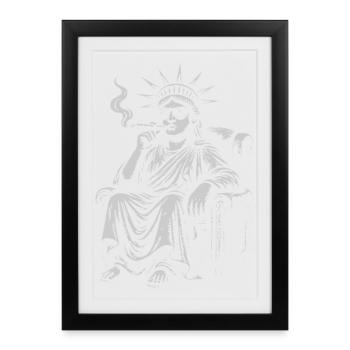 Liberty Smoke Icon - Parodie rebelle - Affiche encadrée (27 × 37 cm) - noir - Devant