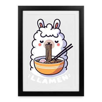 Llamen Ramen Lama - Framed poster (27 × 37 cm) - black - Front