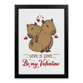 Love motif with two capybara babies - Framed poster (27 × 37 cm) - black - Front