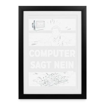 Computer sagt Nein Retro Humor - Gerahmtes Poster (27 × 37 cm) - Schwarz - Vorne