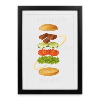 Hier soir, Döner m’a sauvé la vie - Affiche encadrée (27 × 37 cm) - noir - Devant