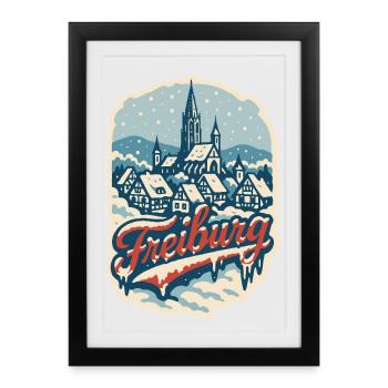 Freiburg Winter Magic - Framed poster (27 × 37 cm) - black - Front