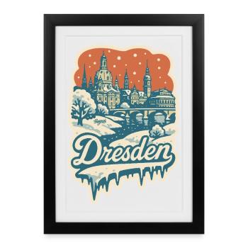Dresden in the snowy winter magic - Framed poster (27 × 37 cm) - black - Front