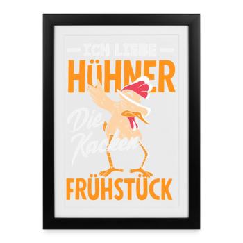 I love chickens – they poop breakfast - Framed poster (27 × 37 cm) - black - Front