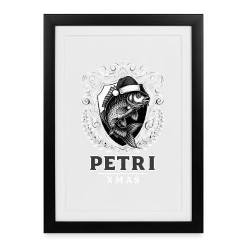 Angler Christmas Petri Xmas Carp Gift - Framed poster (27 × 37 cm) - black - Front