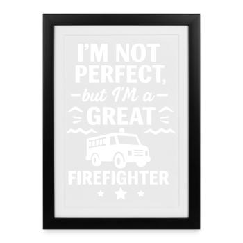 Super Firefighter Hero - Framed poster (27 × 37 cm) - black - Front