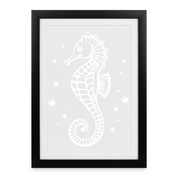 Seahorse White Gift Idea for Swimmers - Framed poster (27 × 37 cm) - black - Front