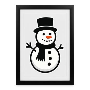 bonhomme de neige - Affiche encadrée (27 × 37 cm) - noir - Devant