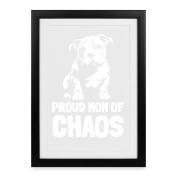 Fière maman du motif chiot du chaos - Affiche encadrée (27 × 37 cm) - noir - Devant