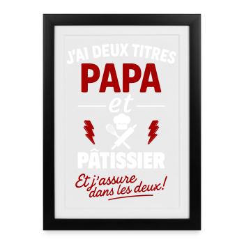Gebäck Papa Zwei Titel Humorgeschenk - Gerahmtes Poster (27 × 37 cm) - Schwarz - Vorne