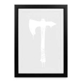 Vecteur d’arme de graffiti Viking Axe - Affiche encadrée (27 × 37 cm) - noir - Devant