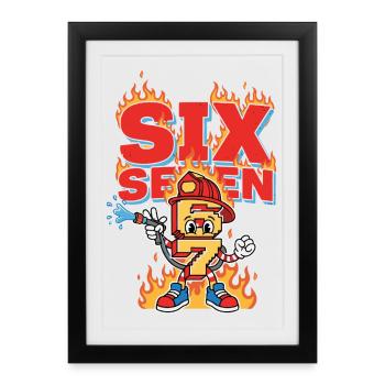 Meme 67 Firefighter Six Seven meme Gift - Framed poster (27 × 37 cm) - black - Front