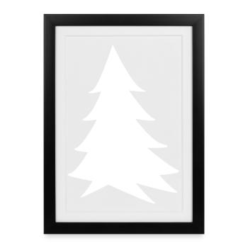 White Fir Minimalist Silhouette - Framed poster (27 × 37 cm) - black - Front