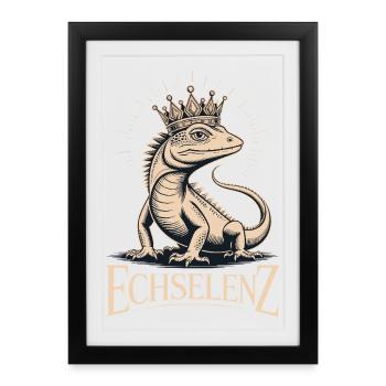 Lézard Lézard Drôle - Affiche encadrée (27 × 37 cm) - noir - Devant