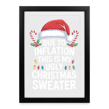 Pull de Noël moche et moche de l’inflation - Affiche encadrée (27 × 37 cm) - noir - Devant