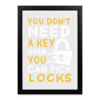 Funny Locksmith Picking Locks Hobbyist Graphic - Framed poster (27 × 37 cm) - black - Front