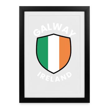 Galway Shield with Ireland flag - Framed poster (27 × 37 cm) - black - Front