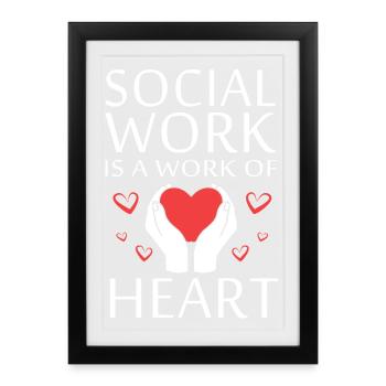 Travailleur social Pédagogue social Travailleur social - Affiche encadrée (27 × 37 cm) - noir - Devant