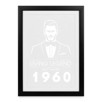 66. Birthday Living Legend (GENT) depuis 01/1960 - Affiche encadrée (27 × 37 cm) - noir - Devant