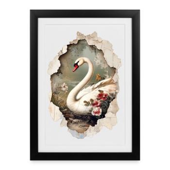 cygne - Affiche encadrée (27 × 37 cm) - noir - Devant