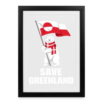 Polar Bear Flag Save Greenland - Affiche encadrée (27 × 37 cm) - noir - Devant