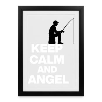 KEEP CALM AND ANGLING! ANGLER REST white - Framed poster (27 × 37 cm) - black - Front