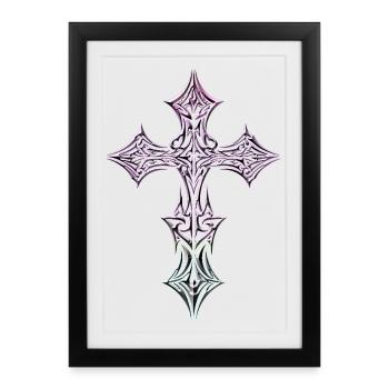 Gradient de croix filigrané orné - Affiche encadrée (27 × 37 cm) - noir - Devant