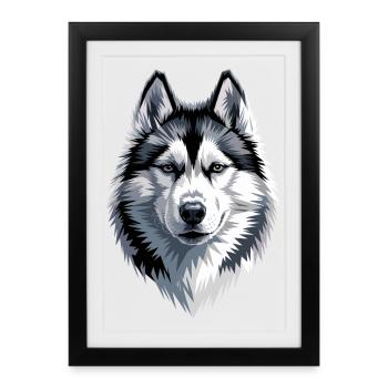 Husky Dogs Lover Dog Love Siberian Huskies - Framed poster (27 × 37 cm) - black - Front