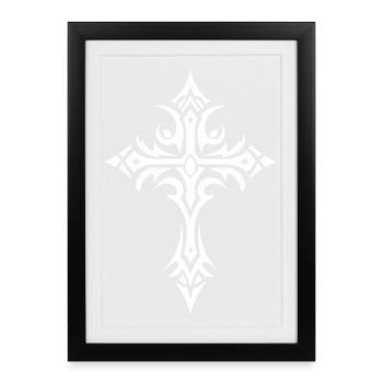 Cruciform Tribal Emblem - Framed poster (27 × 37 cm) - black - Front