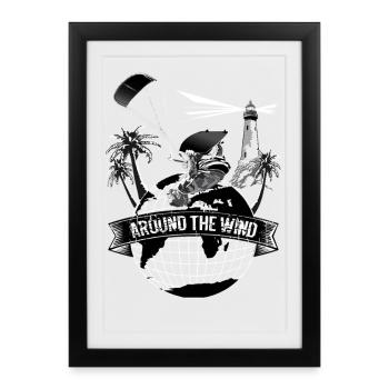 Autour du vent : Surfeurs du monde - Affiche encadrée (27 × 37 cm) - noir - Devant