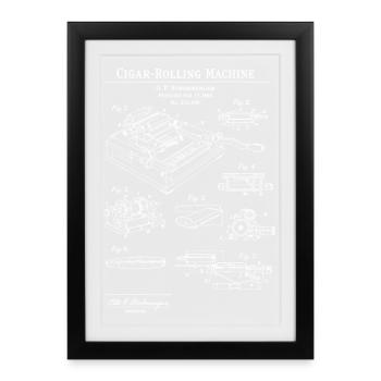 Cigar Rolling Machine Blueprint - Framed poster (27 × 37 cm) - black - Front