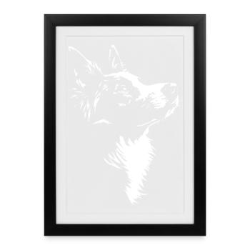 Silhouette de Border Collie Chiens de troupeau Chiens Wilssers - Affiche encadrée (27 × 37 cm) - noir - Devant