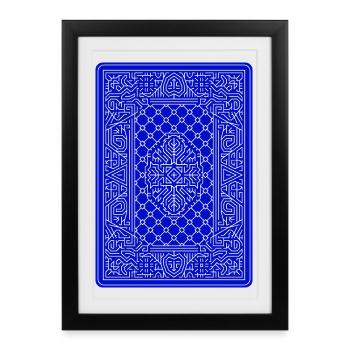 Carte à jouer géométrique Art Bleu - Affiche encadrée (27 × 37 cm) - noir - Devant