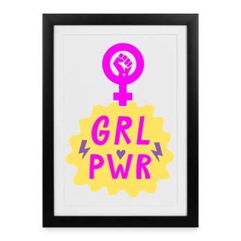GIRL POWER – CŒUR DE FORCE ! ♀ SŒURS FILLES - Affiche encadrée (27 × 37 cm) - noir - Devant