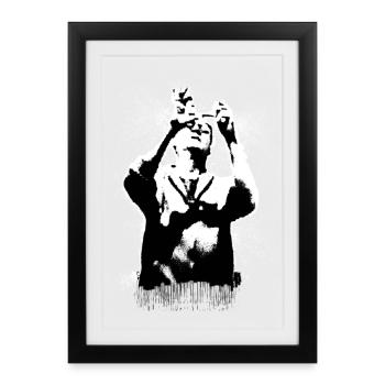 Silhouette noire et blanche du désespoir - Affiche encadrée (27 × 37 cm) - noir - Devant