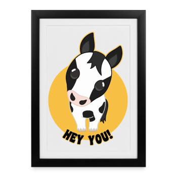 Horse Cartoon "Hey You" - Framed poster (27 × 37 cm) - black - Front