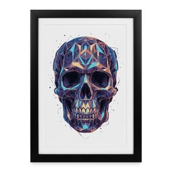 Geometric skull in a blaze of color - Framed poster (27 × 37 cm) - black - Front