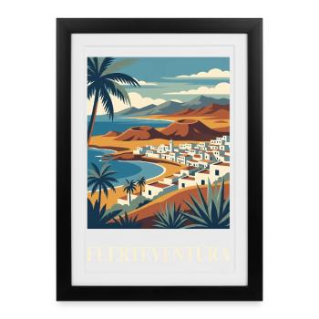 Fuerteventura Coastal Poster Canary Islands Spain - Framed poster (27 × 37 cm) - black - Front