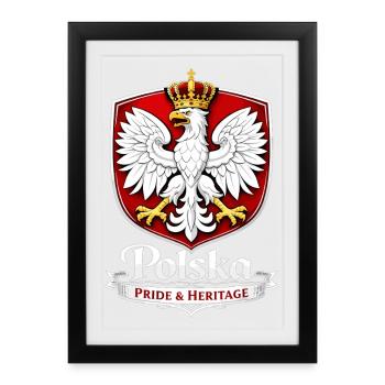 Polen Wappen T-Shirt – Polska Pride & Heritage - Gerahmtes Poster (27 × 37 cm) - Schwarz - Vorne